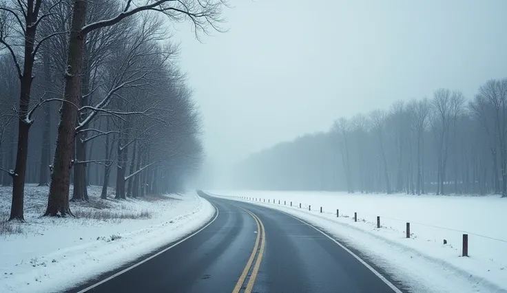 Winter them Road Side imagehave no human + Winter rain