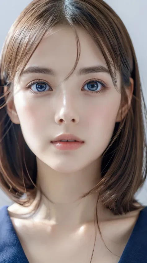 (((32ｋ,Attention to details,Attention to detail、masterpiece,Attention to detail,alone))),Raw photo & realistic atmosphere,Beautiful dark blue eyes,Mouth details,glossy lips,Thin eyebrows,beautiful eyes、Soft white skin that shines in every detail、Her deep b...