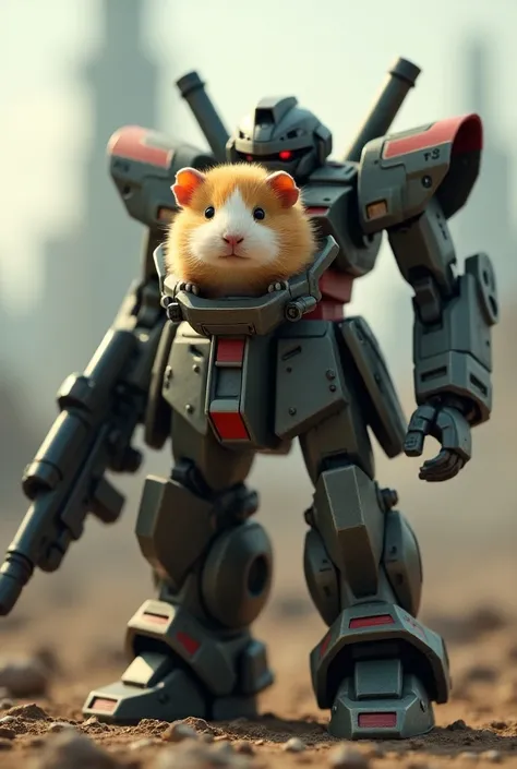 Super realistic, movie-like guinea pig characters riding Gundam, (Full Body), Standing figure up to the feet   　 