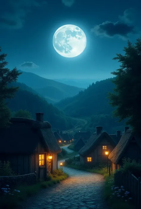 A moon light in village 
