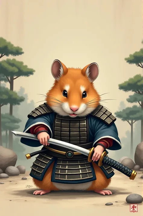 A samuray hamster commiting hara kiri 