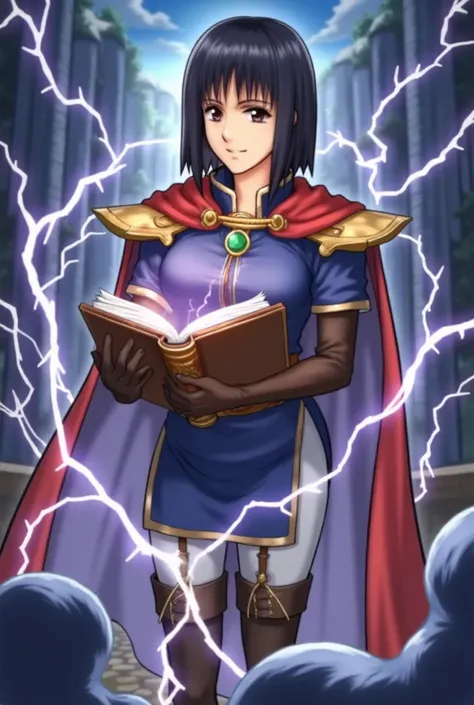 (masterpiece, best quality:1.2), 1girl, solo, Olwen, Fire Emblem Thracia 776, Female, human, 18 years of age, Mage Knight, Thunder Mage, aristocratic military officer, medieval fantasy, medieval chivalry uniform, square, straight, straightforward, honest, ...