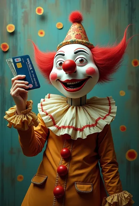 Clown with credit card and cash 