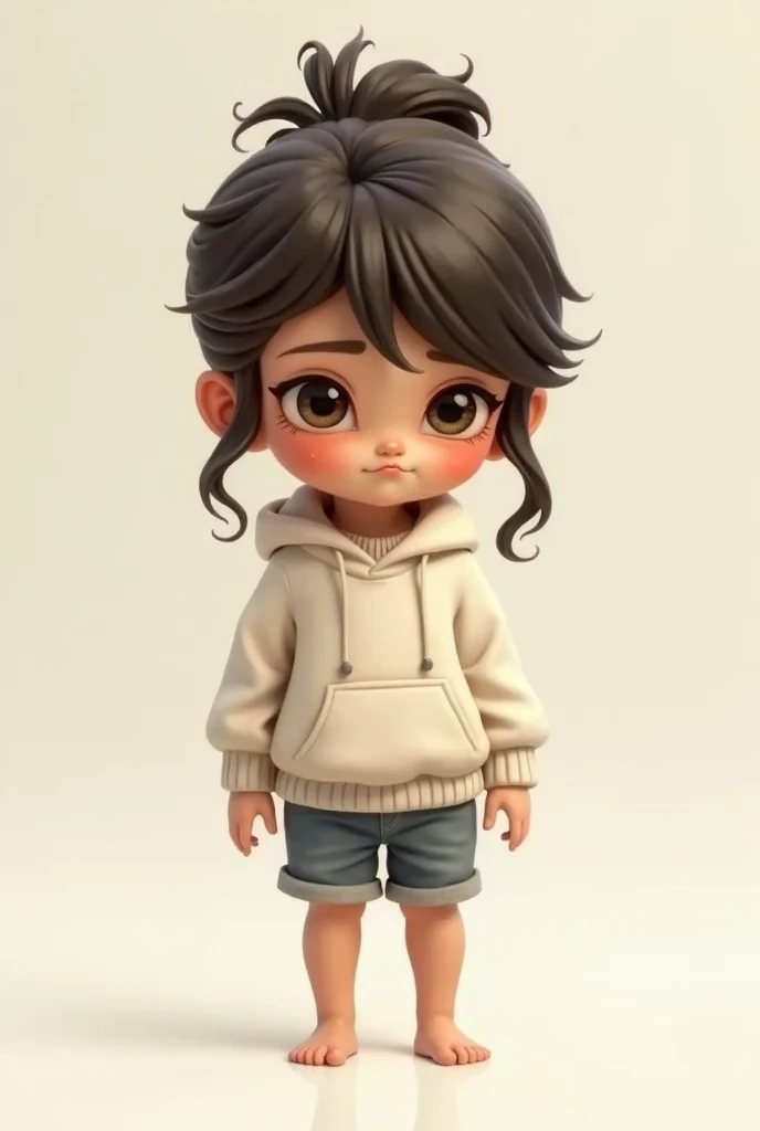  cute 、What is、 unbelievably cheeky 、 angel-level cute 、What is your height?、140cm 、 short stature 、 cheeky face 、 crybaby 、 but 、long、 shy hair is tied down {x}。Pants、Shorts、 hoodie。