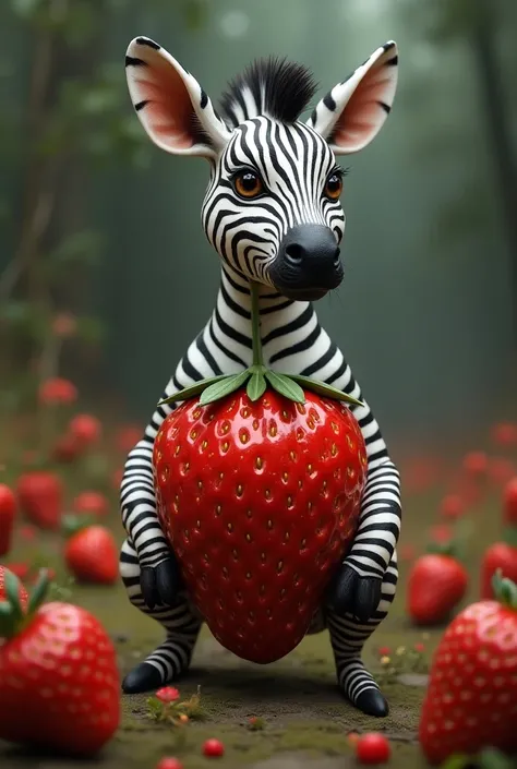 hybrid image of strawberry and zebra