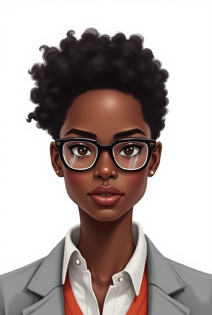 A black teacher who wears glasses in the shape of a drawing on white background