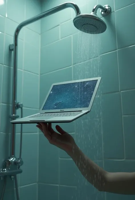 computer in the shower