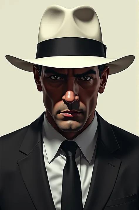 Businessman in white gangster style hat 