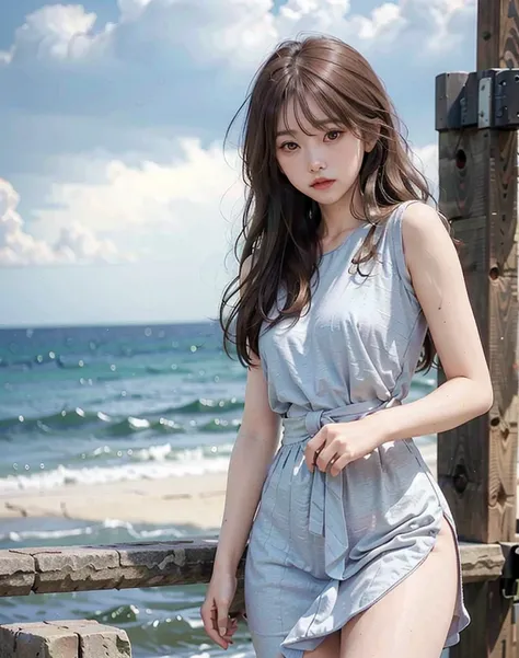 16k,(RAW Photos),(最高のquality), (Like the picture:1.4),realistic skin texture 1 girl,cute,bangs,Full Body,Small breasts,Thin legs,(Slendegre),slim, are staring at viewers, FACE FOCUS ,( bust up shot:1),( flat chest),(Small waist),(Small hips),Long hair blow...