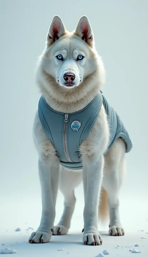 real husky　Wearing a rider suit