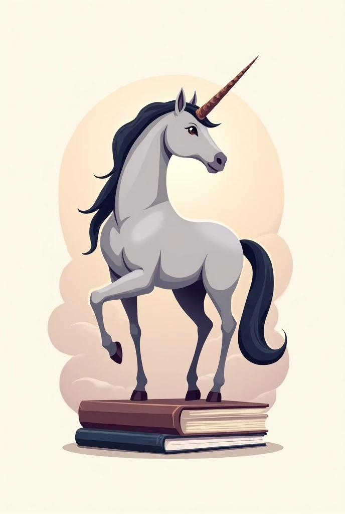 A unicorn logo without pink colors and with notebooks that is a logo