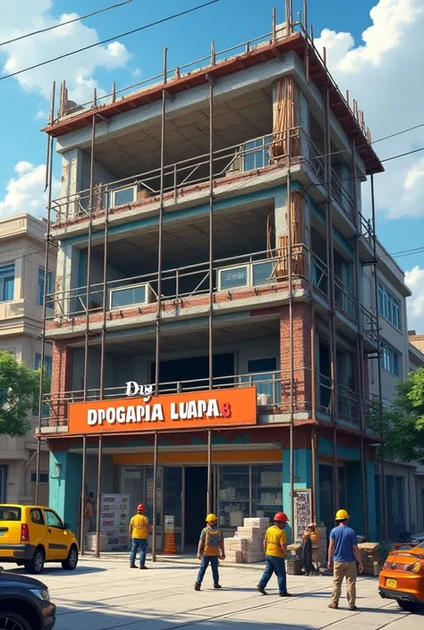 Drugstore under renovation or under construction, The name is Drogaria Luara