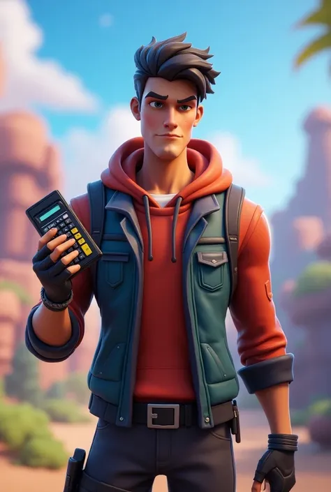 Fortnite character with calculator and first name Aaron