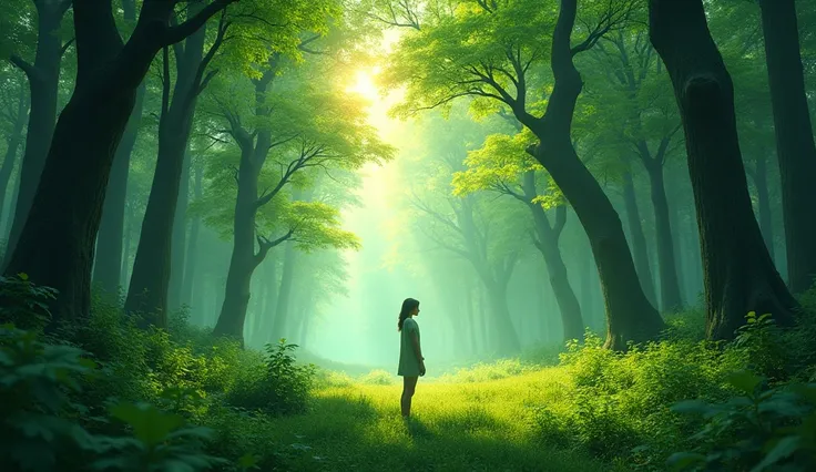 Picture of a forest with a person Maximum quality ULTRA FULL HD, with every detail vividly captured in absurd definition,  vibrant and realistic colors , as if you were viewing the world through a crystal clear, high-resolution window! The ultimate visual ...