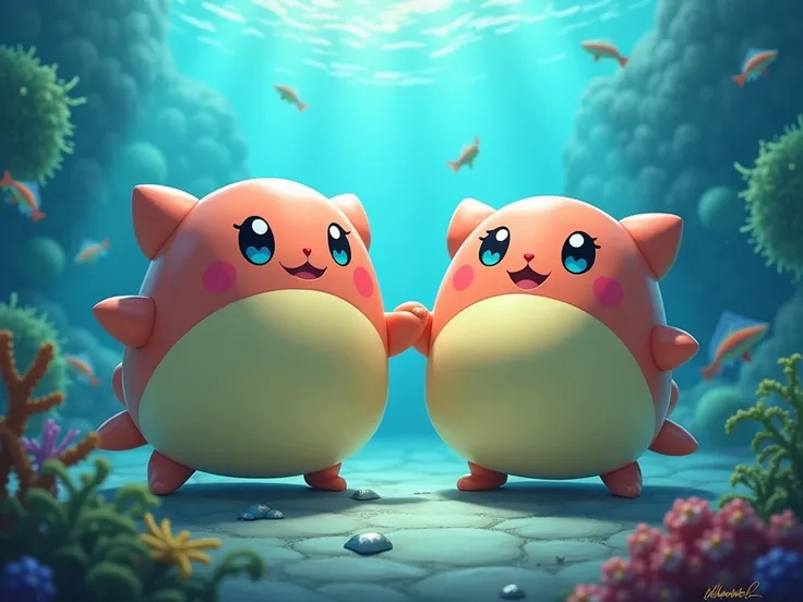 pokemon Pair Chonchie ocean floor backdrop vore pov