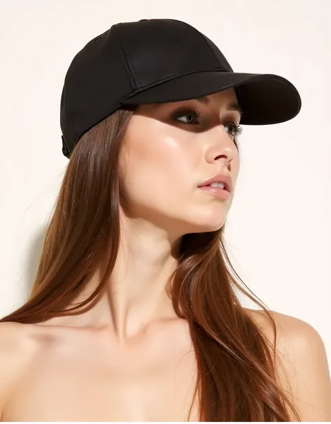 a woman wearing a black baseball cap and a black top top, wearing a backwards baseball cap, wearing a baseball cap, wearing baseball cap, wearing a baseball hat, wearing a baseball cap backwards, black cap, black hat, baseball cap, dark visor covering top ...