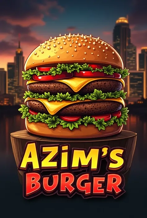 Create logo azims burger. Create in a2 size..make it grand
