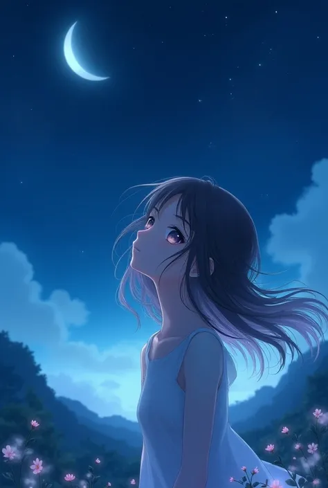 Anime girl in night 

