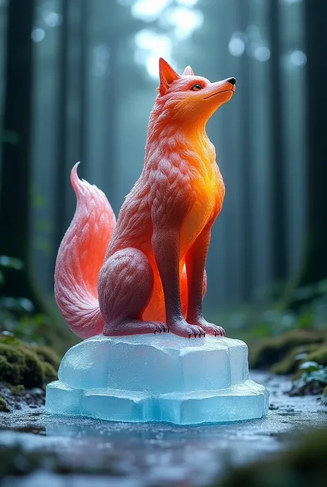 In the forest。４An ice statue of Firefox on the body。