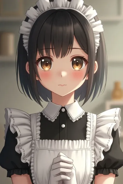  Maid wearing white gloves，anime girl