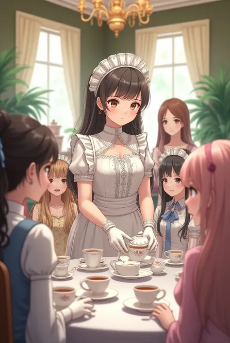 Maid wearing white gloves，Anime Girls