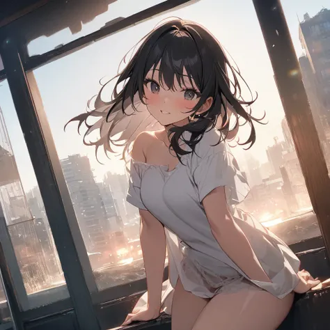 
(Best Quality),(masterpiece),(Super detailed),( Perfect Anatomy),(Perfect hands),One Girl、Black Eyes、(Short black hair)、smile、blush、Small breasts,(brown cardigan and light pink t-shirt:1.1),black plaid mini skirt,Thighs、aquarium