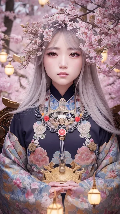 a peaceful shinto priest performing an ancient ritual, beautiful detailed eyes, beautiful detailed lips, extremely detailed eyes and face, long eyelashes, traditional japanese clothing, ornate kimono, floating spiritual energy, glowing aura, ethereal light...