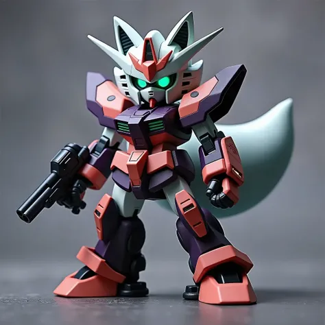  masterpiece , excellent quality, perfect focus,  vinyl figure , collectibles ,  plastic figure , collectibles .  plastic figure , bandai ,  mini gundam , PRODUCT PHOTO, studio lighting,  little shade ,  extremely detailed and accurate .  Mini fox gundam w...