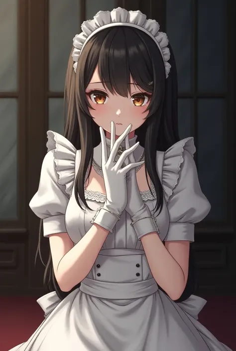 Anime Maid Wearing White Gloves，Hands tied with tape