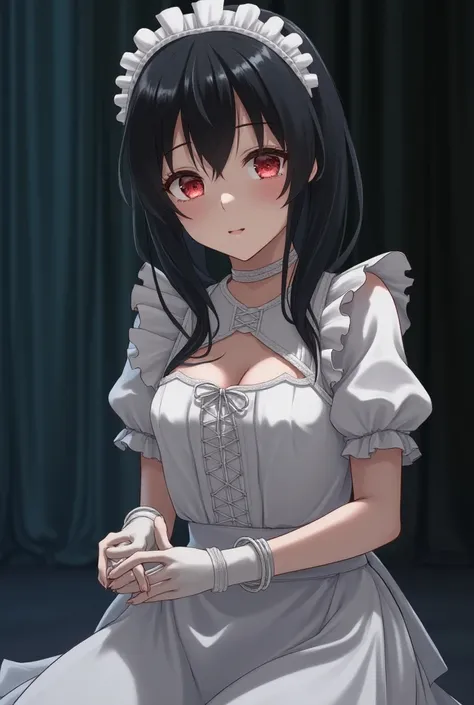 Anime Maid Wearing White Gloves，Hands tied with ropes