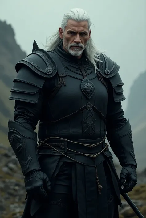  remake him with white hair, And black armor 