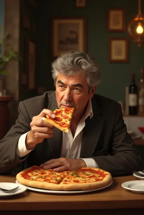 Jean Gabin 
mange une pizza, Year 80, tonneau