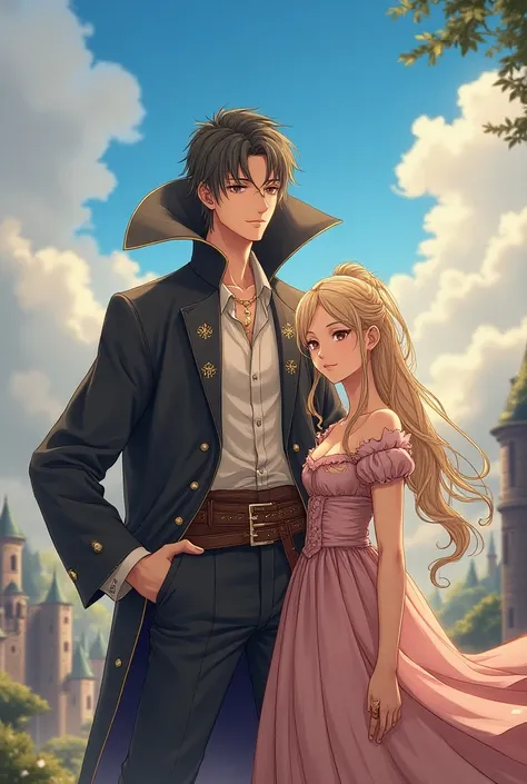 Anime, Fire Emblem Prince wearing a Massive Popped Collar Polo thats taller than his head with his Princess 