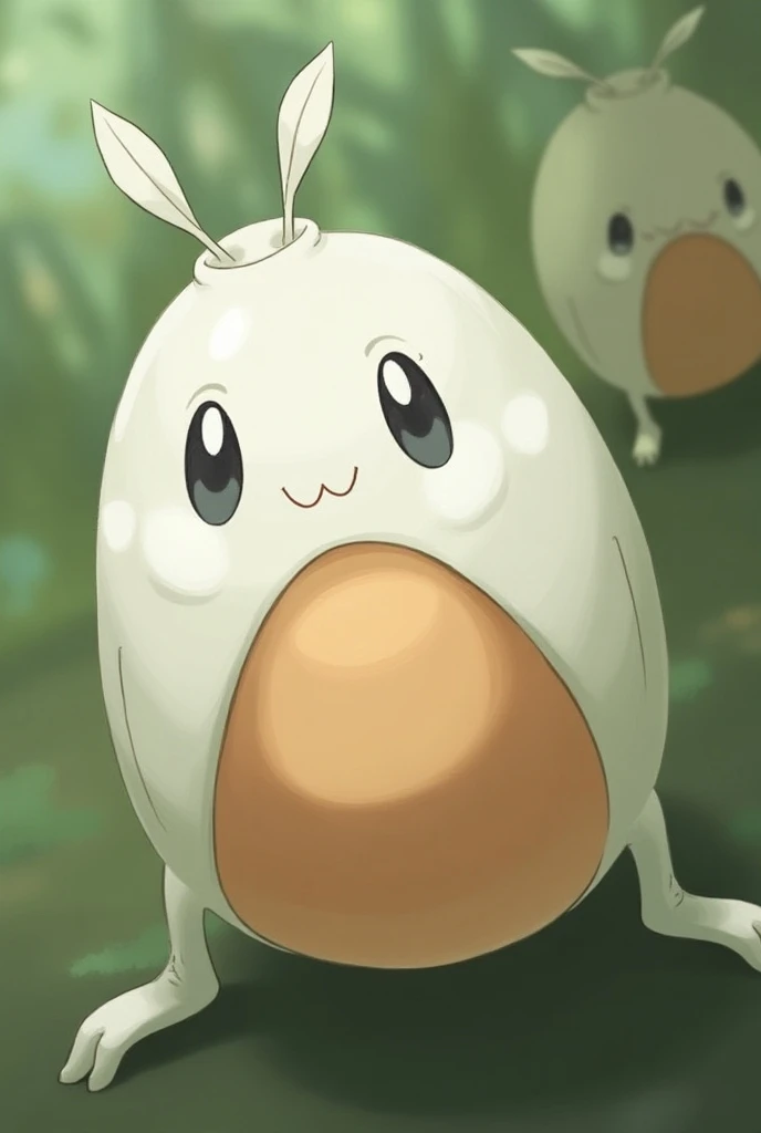 Shaloco is a small ,  cocoon-like Pokémon in white color .  The beetle Pokémon has an oval body ,  wrapped in silk .  on the sides are two small , round eyes,  which in turn are made of white leather ,  red Compose irids and narrow pupils of black color , ...