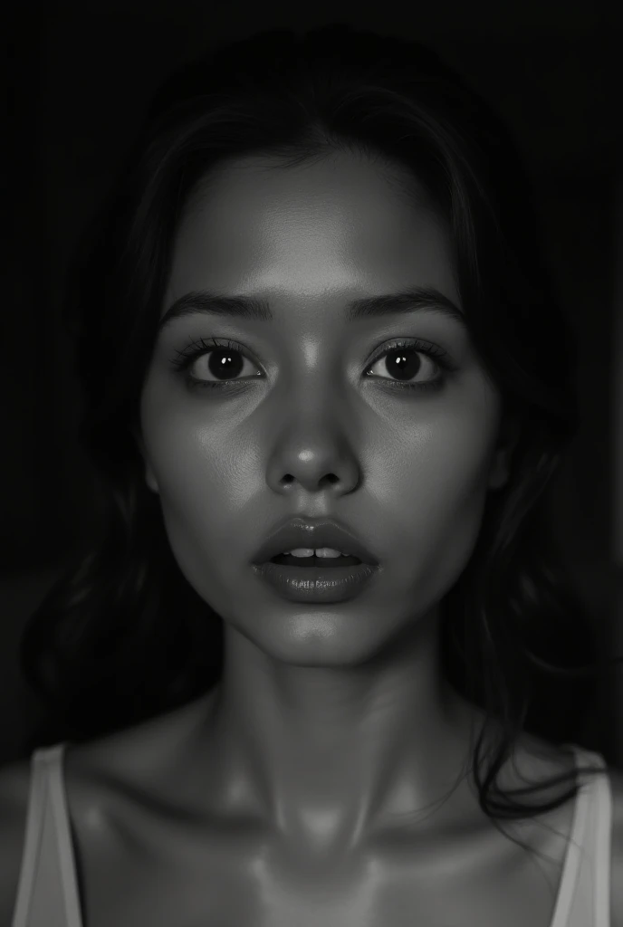 dead young woman , pinay, eyes open,  dead eyes staring at the camera, Mouth limp open 