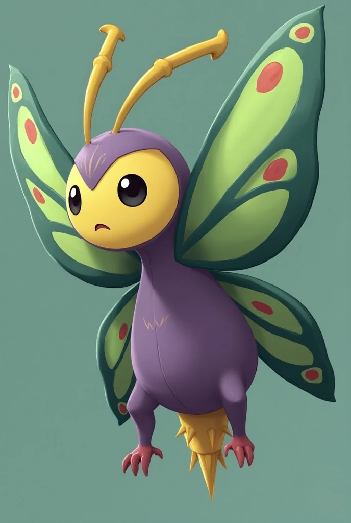  Pudox is a medium-sized ,  flyable and butterfly-like Pokémon with a mainly purple torso and green wings.  The beetle venom Pokémon has an elongated body and remarkably large ,  yellow compound eyes ,  in which three round ,  black single eyes Are .  grow...