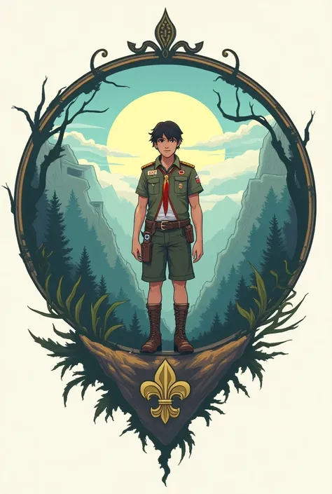 Create a symbol that represents the name Solavento for a new scouting branch and be inspired by the essence of Scouting and Percy Jackson and dont forget to add the Boy Scout symbol to do it in a more designed way 