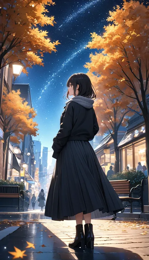  facing the opposite side of the audience，(((Girl staring at the stars :1.5)))、8k, Super detailed,  best quality, masterpiece, Super detailed,  were particular about every detail, high quality,  best quality,  High Resolution 、(最high quality:1.5)、(Super de...