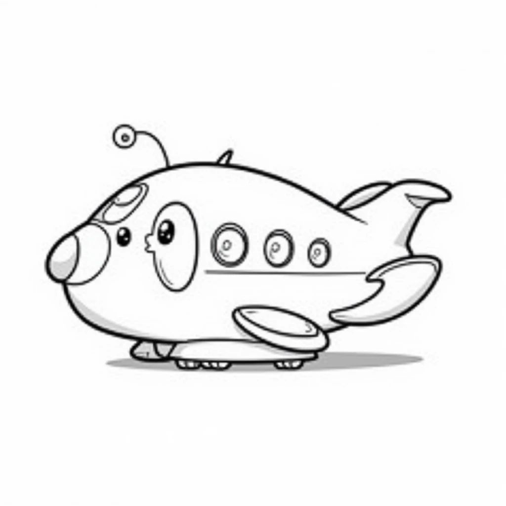 a cute cartoon aerocarrier, for s to color, playful design, line art colouring page, coloring pages,cartoon style for coloring book page, simple shapes, smooth textures, high quality, high detail, adorable, friendly, fun, engaging, -friendly, simple line a...