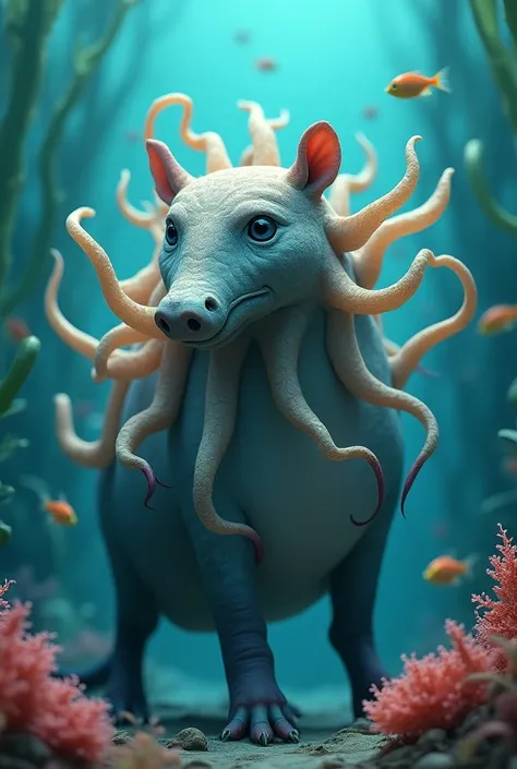 Create a fusion blending with anemone and tapir