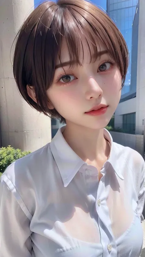 (Best Quality:1.3)、(masterpiece:1.4)、RAW Photos、8k、((Highest quality))、 (( High Resolution ))、Every detail of a beautiful face、Realistic human skin、Kind expression、(Cute natural anime face)、(One Woman:1.3)、Realistic、Realistic、short hair、(Beautiful woman)、(...