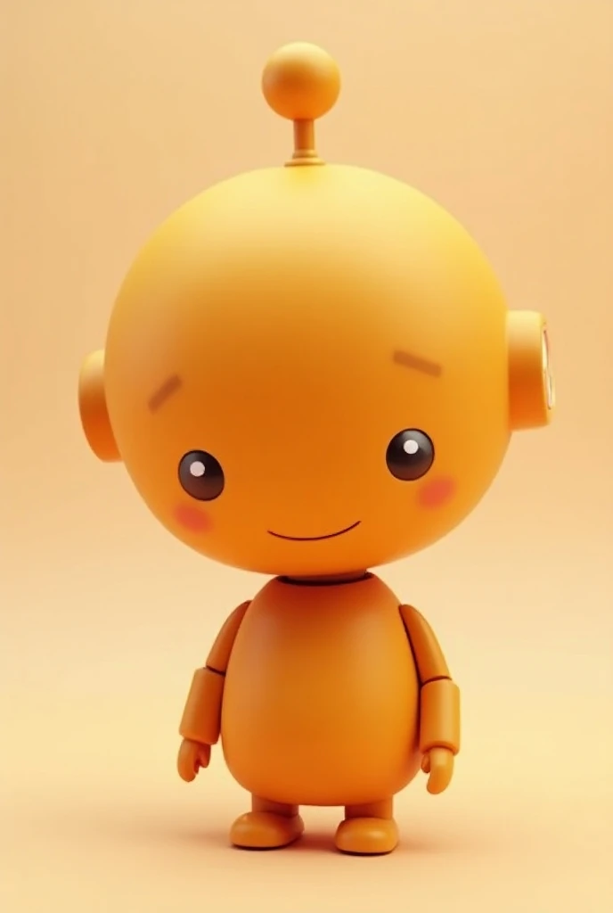 make a cute robot head with a professional look, with an antenna, simple, orange color, big head,