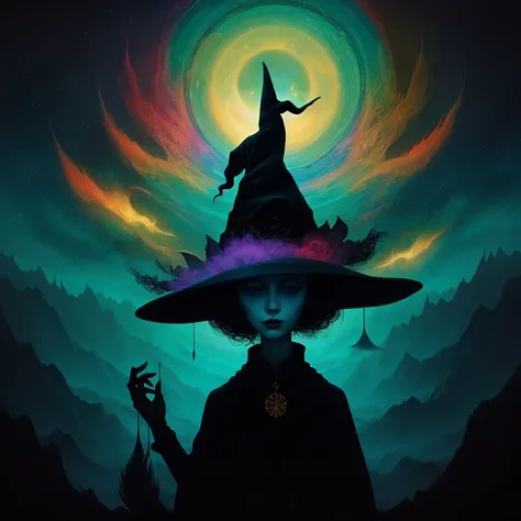 witch various colorful geometric shapes realistic andy kehoe