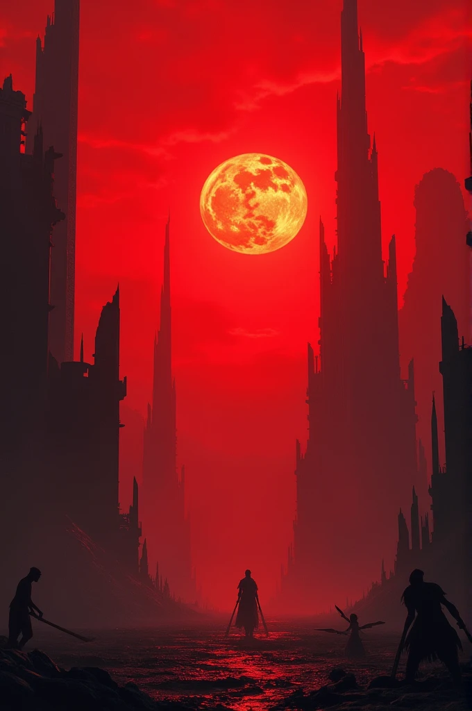  Tiananmen Continent  (Scarlet Skies ):  A land with a fiery red sky ,  where the sun never sets completely .  Creatures living in perpetual darkness and massive citadels standing firm under a red sky.
