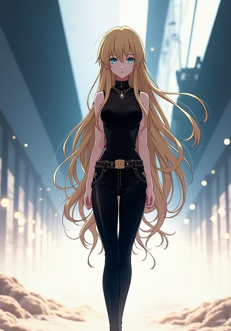 Woman with long blonde hair anime version 