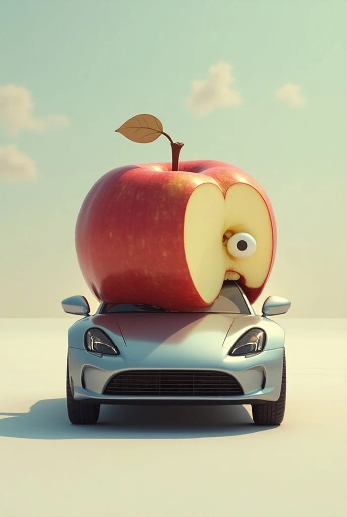 A car eating an apple 


