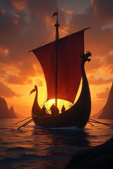 Sunset Over a Viking Ship