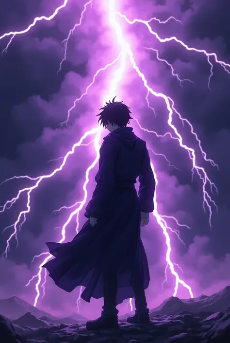 anime characters in a lightning storm with purple lighting, an epic anime of a energy man, badass anime 8 k, 4 k manga wallpaper, anime epic artwork, shirow masamune, shigenori soejima illustration, epic graphic novel wallpaper, dark pit, 4k anime wallpape...