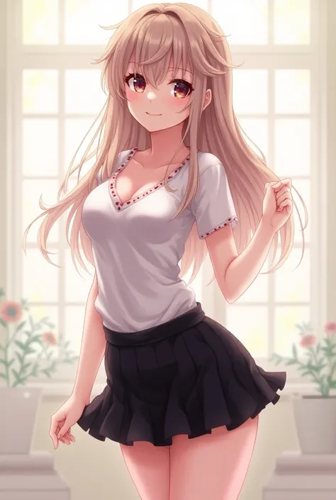 anime girl wearing black mini skirt
