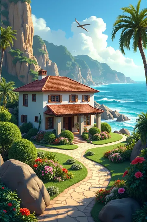 Animated image of Pablo Nerudas house in Isla Negra 